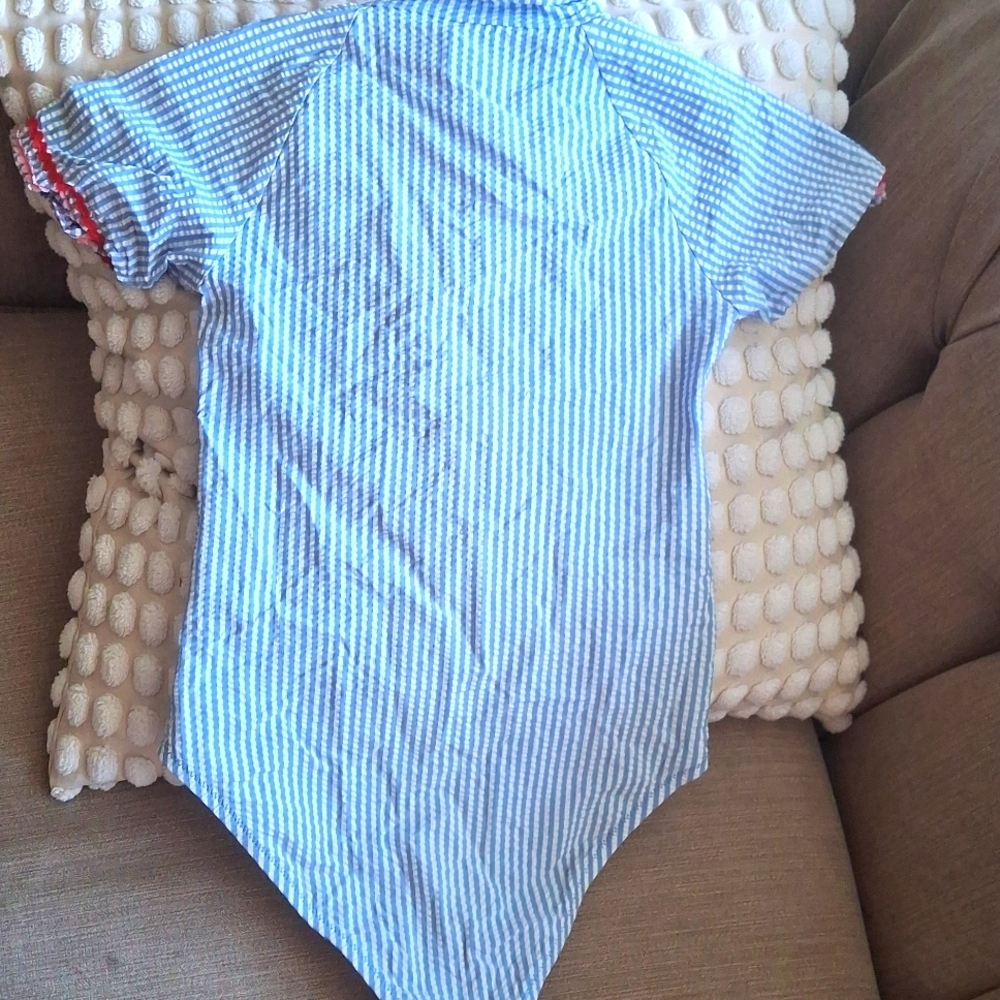 Crew Cut By J crew Upf 50+ Blue and Red Kids Swim One Piece - Picture 2 of 6